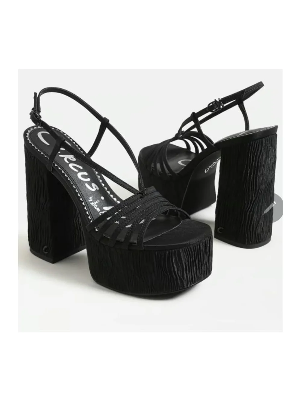 Circus by Sam Edelman Black Textured Platform Slingback Heels